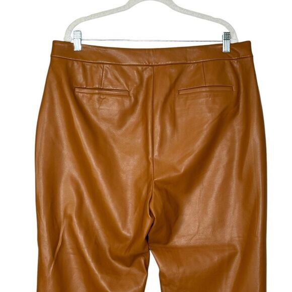 J Crew Kate Brown Straight Leg Faux Leather Pants | Size 16 - Picture 6 of 8